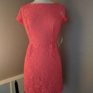 Coral lace dress